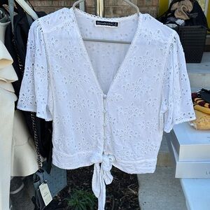 A&F White Eyelet Blouse size S